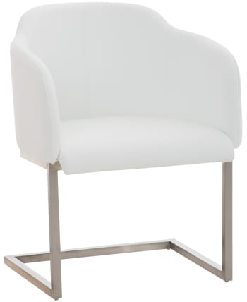 Magnus - Silla basculante con armazón de metal y asiento de simil cuero blanco