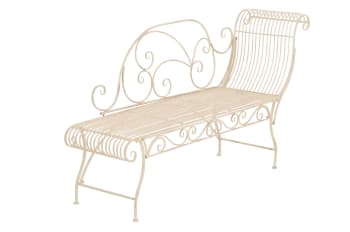 KARMA - Chaise longue d'extérieur avec accoudoirs en métal Crème antique