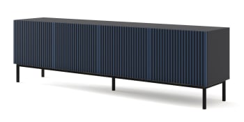 RAVENNA F - Mueble para TV efecto madera Negro y Azul real