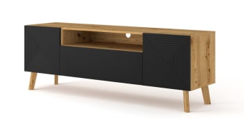 LUXI - Mueble para TV efecto madera Crema y Negro