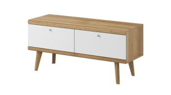 PRIMO - Mueble para TV efecto madera Crema y Blanco