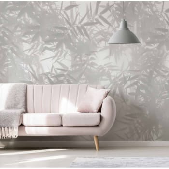 Papel pintado panoramico sombras de planta bambú 375x250 gris