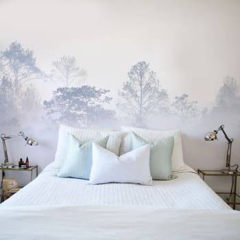 Papier peint panoramique brumes matinales bleu 375x250cm