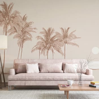 Papier peint panoramique palmiers 225 x 250 cm brun