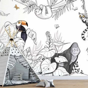 Papel pintado autoadhesivo de PVC con tinta china, pintura de pájaros y  plantas, papel pintado despegar y pegar, para pared, póster de pared