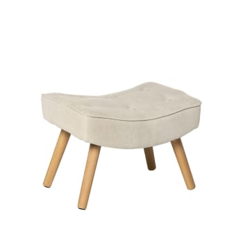 COSTWAY Pouf Contenitore da 45 cm, Sgabello con Vassoio e Gambe in Legno di Gomma, Poggiapiedi Imbottito, Sgabello per Scarpe Quadrato per Soggiorno, Portata 150 kg (Beige