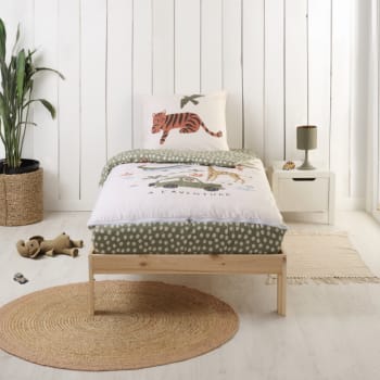 Caradou® - Parure de lit enfant avec couette motif jungle 90x190cm