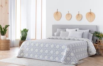 BENIDORM - Colcha Bouti jacquard tejido suave y ligero cama 150 gris
