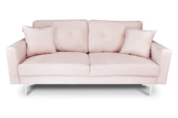 CHLOE - Divano 3 posti in velluto rosa piedi in metallo