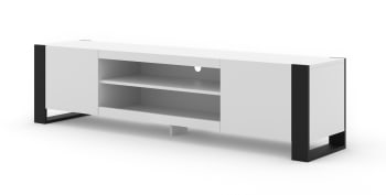 MONDI - Mueble para TV efecto madera Blanco y Negro