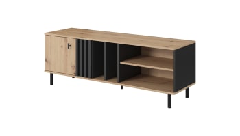 MADIS - Mueble para TV efecto madera Crema y Negro