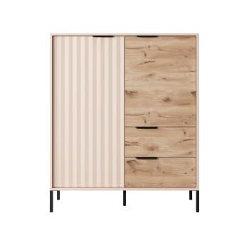 CDF Cassettiera Modo 60x36x88 Cm - Effetto Legno Rovere Artisan E Antracite, Con Ante Push-to-Open