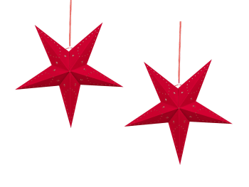 Motti - Conjunto de 2 estrellas LED de papel rojo 45 cm