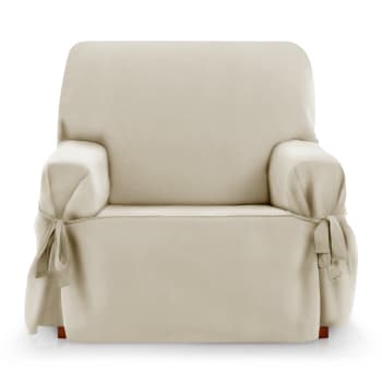 ROYALE LAZOS - Funda cubre sillón 1 plaza lazos protector liso 80-120 cm taupe