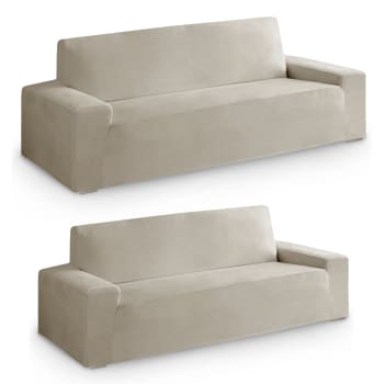 PACK VELVET - Pack 2 unidades Funda de sofá Velvet 2+3 plazas beige