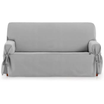 ROYALE LAZOS - Funda cubre sofá 2 plazas lazos protector liso 120-180 cm gris oscuro