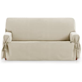 ROYALE LAZOS - Funda cubre sofá 3 plazas lazos protector liso 180-230 cm taupe