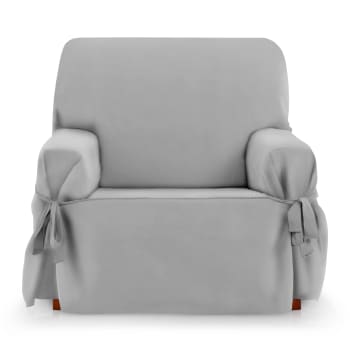 ROYALE LAZOS - Funda cubre sillón 1 plaza lazos protector liso 80-120 cm gris oscuro