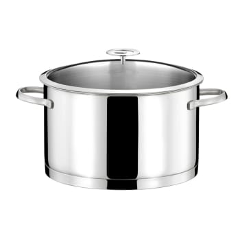 Cocotte Induction Gaz MARMITE 9L 24CM EN ACIER INOXYDABLE AVEC COUVERCLE EN VERRE - MENASTYL - 4615455 Ustensile Cuisine Design Résistant Quotidien