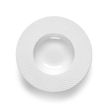 Sherane - 6er Set tiefe Teller aus Porzellan, Weiß