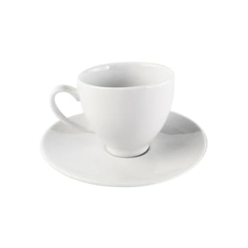 Sven blanc - 6er Set Kaffeetasse und Untertasse aus Porzellan, Weiß