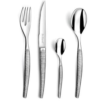 Coffret De Couverts Eclat – Amefa – 24 Pièces Pour 6 Personnes – Rouge/Argent – Inox