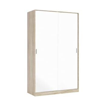 Dnoce - Guardaroba 2 ante effetto legno rovere, bianco 120x50h200 cm