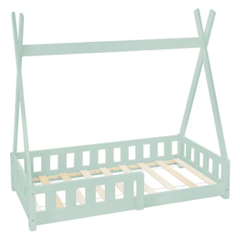 Lettino per bambini tenda indiana in legno di pino menta 140 x 70 cm