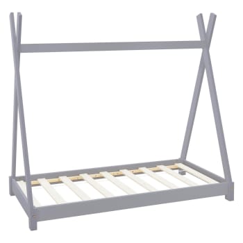 VidaXL Tipi-Kinderbett Aus Massivholz – Hausbett Für Kleinkinder Ab 4 Jahren, 80x160 Cm (Schwarz)