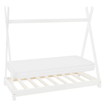 Lettino per bambini tenda indiana in legno bianco culla 160 x 80 cm