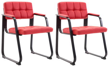 Canada - Lot de 2 chaise salle à manger avec accoudoirs en similicuir Rouge