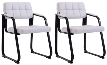Canada - Set de 2 silla de comedor con reposabrazos en simil cuero blanco
