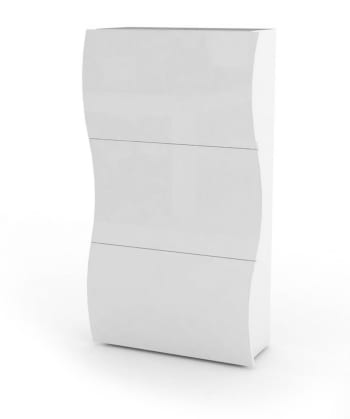 Dgan - Scarpiera a 3 ante effetto legno bianco lucido 71x27h122 cm