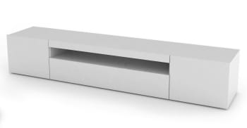 Dafrim - Armoire à 3 portes effet bois blanc brillant 200x40h37 cm