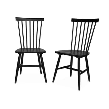 Romie - Lot de 2 chaises noires à barreaux en bois d'hévéa