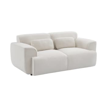 Wallas - 2-Sitzer-Sofa mit Teddy Bouclé-Bezug, Kunstlammfell Weiß