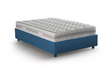 Daajj - Lit coffre double 140x190 cm en tissu bleu