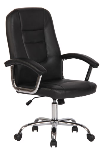 REEDVILLE - Chaise de bureau réglable pivotant en similicuir Noir