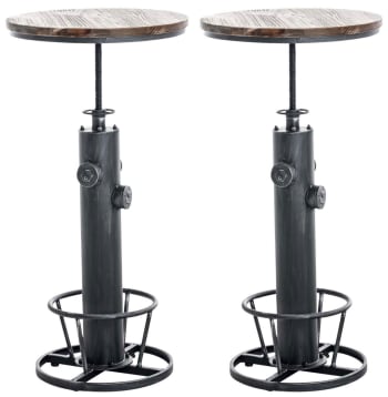Sgabelli da bar rotondi regolabili in altezza a gas blu scuro con seduta e schienale in pelle, nero, cromo, sgabello da bar (81 cm