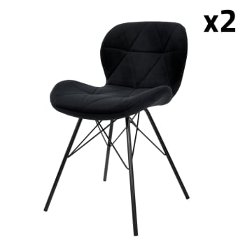 Set 2x silla de comedor / salón de terciopelo negro 74 cm
