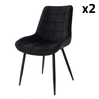 Set 2x sillas de comedor asientos de terciopelo negro sillón