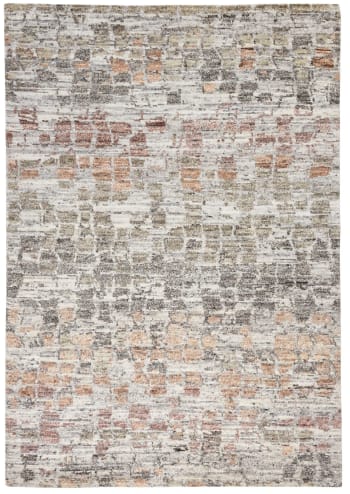 LHASA - Tapis de luxe noué main en laine multicolore naturel 70x140 cm