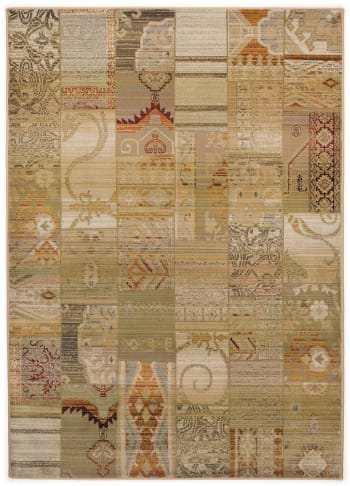 GABIRO - Tapis vintage patchwork tissé machine - Beige 90x160 cm