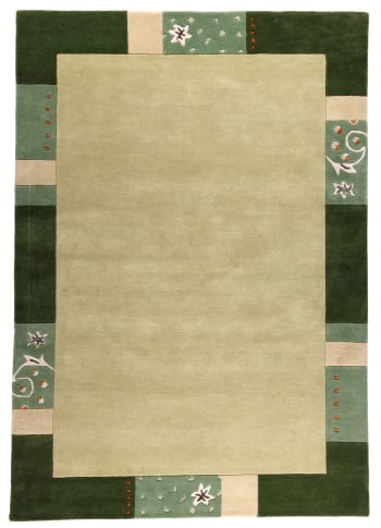 ROYAL GANGES - Tapis gabbeh floral en laine naturelle Vert 160x230 cm