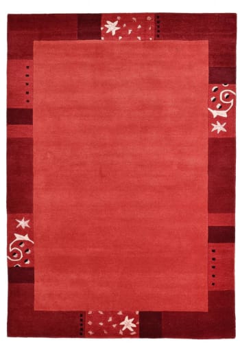 ROYAL GANGES - Tapis gabbeh floral en laine naturelle rouge 240x340 cm