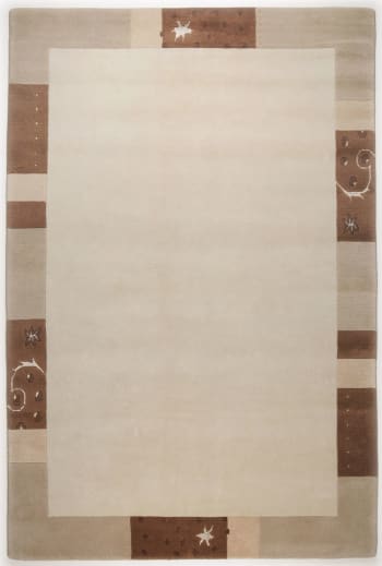 ROYAL GANGES - Tapis gabbeh floral en laine naturelle Beige 240x340 cm