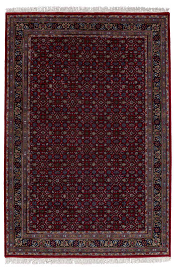 BENARES - Tapis d'orient classique noué main en laine Rouge 090x160 cm