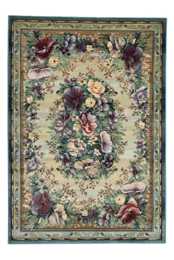 GABIRO - Tapis d'orient floral tissé machine - Multicolore 68x135 cm