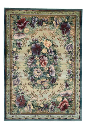 Panneau Mural Tissé Français Vintage (laine, Beige) – Motif Floral 70x68 Cm