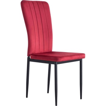 CLARA - Lot de 4 - Chaise assise velours rouge pieds metal